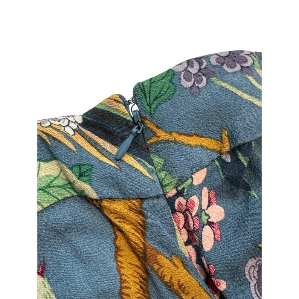 H&M GP & J Baker Print Wide Leg Trousers Pants Size 10 Floral Birds High Rise - Picture 3 of 11